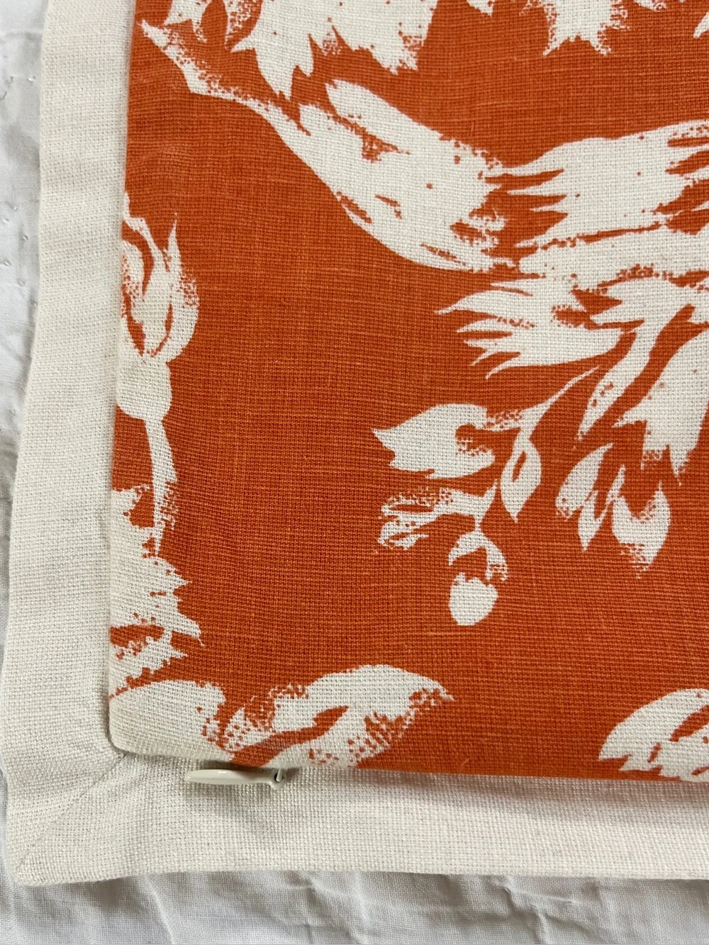 Pottery Barn Cotton Linen Orange Jacobean Palampore 20” Pillow Cover Damask